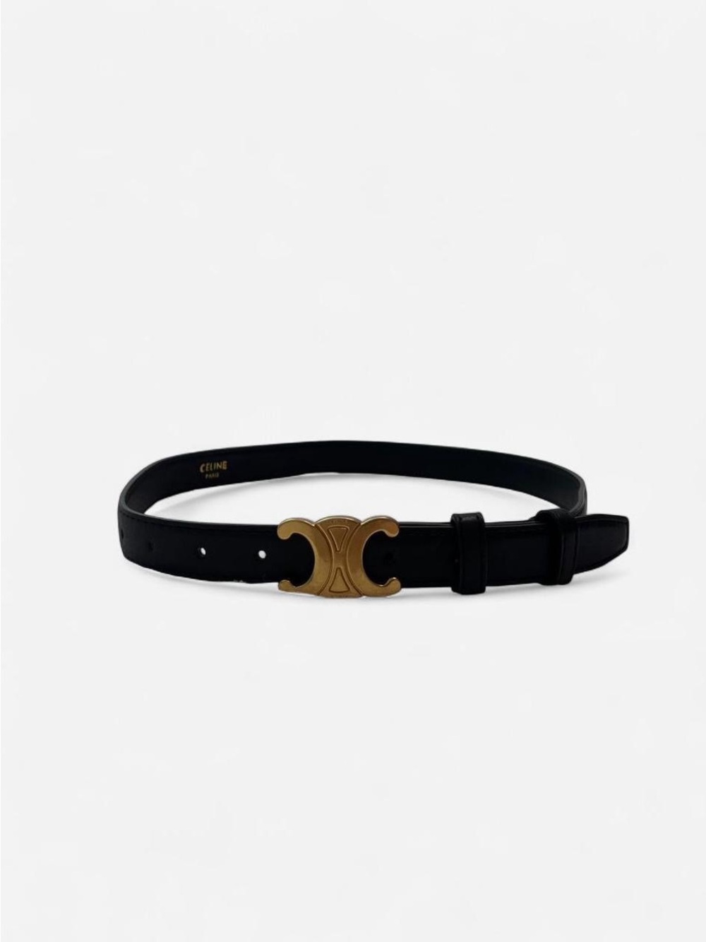 Celine black leather belt with gold buckle 🖤